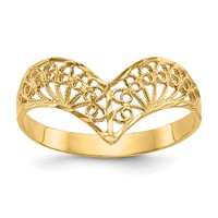 14K Yellow Gold Diamond-Cut Filigree V-Shape Ring view 1