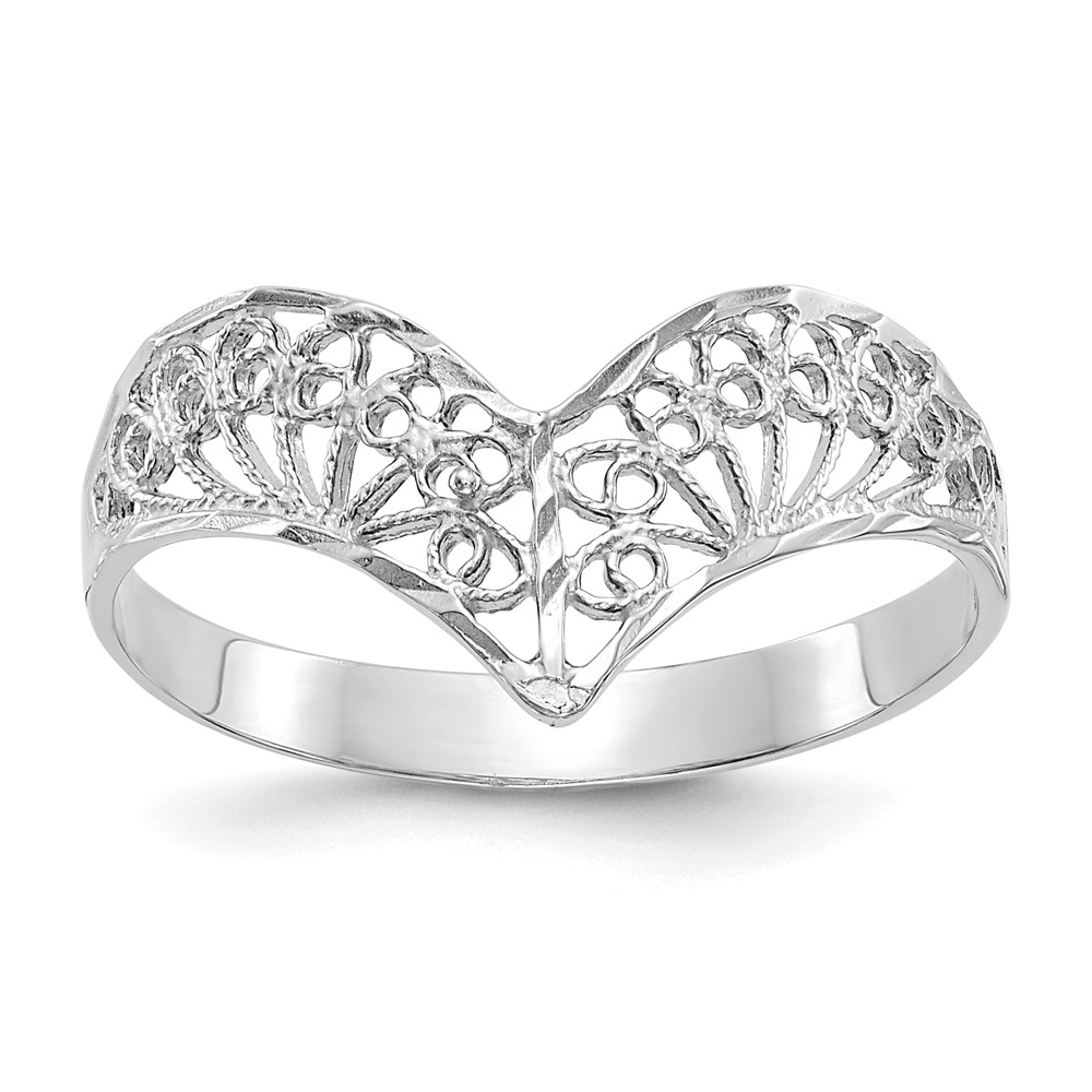 14k White Gold Diamond-Cut Filigree Ring