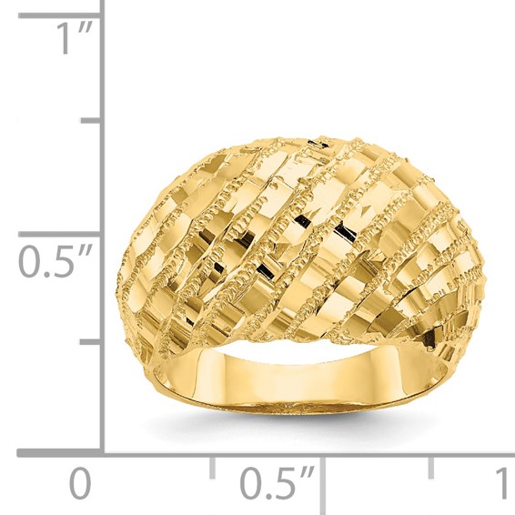 14k Diamond-Cut Dome Ring