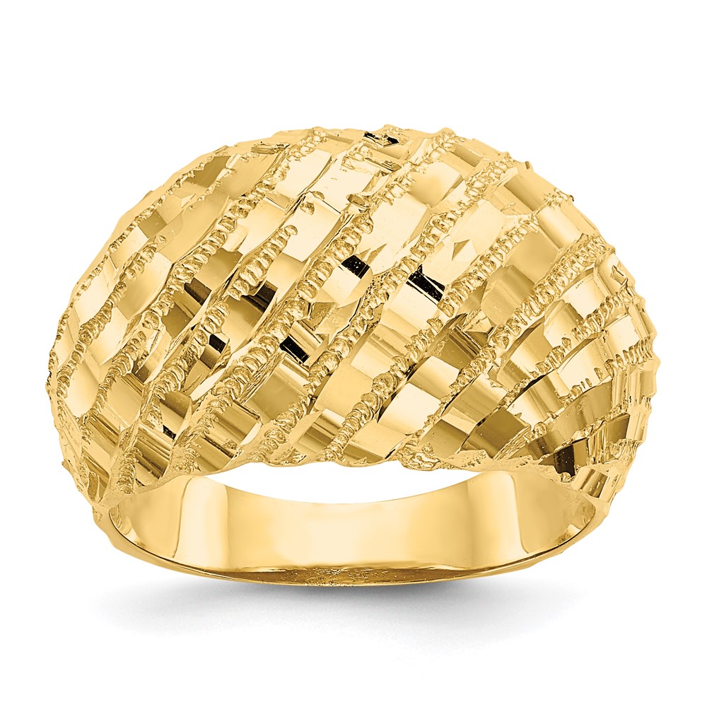 14k Diamond-Cut Dome Ring