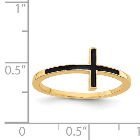 Gold Polished Sideways Cross Rings
