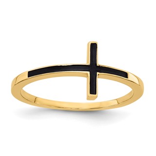 Gold Polished Sideways Cross Rings