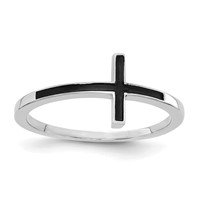14K White Gold Antiqued Sideways Cross Ring view 1