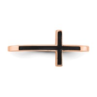 14K Rose Gold Enameled Sideways Cross Ring view 4
