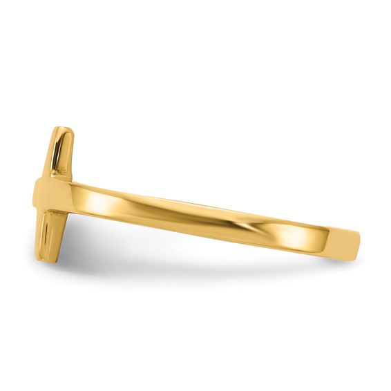 Gold Polished Sideways Cross Rings