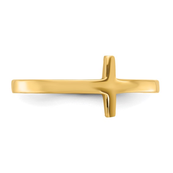 Gold Polished Sideways Cross Rings