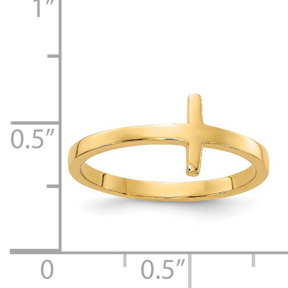 Gold Polished Sideways Cross Rings