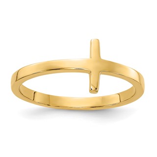 Gold Polished Sideways Cross Rings