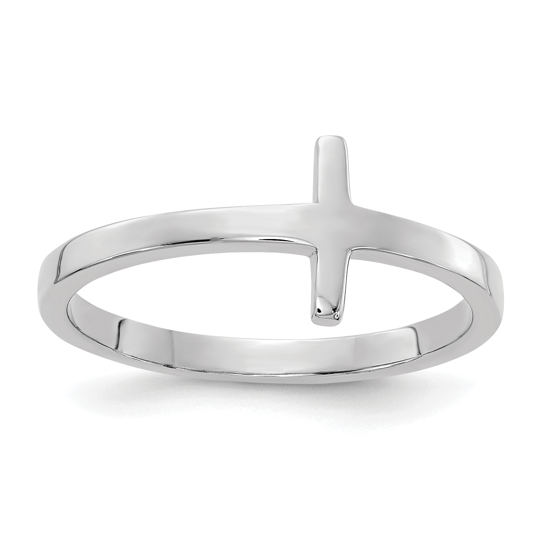 14k White Gold Sideways Cross Ring (R1788)