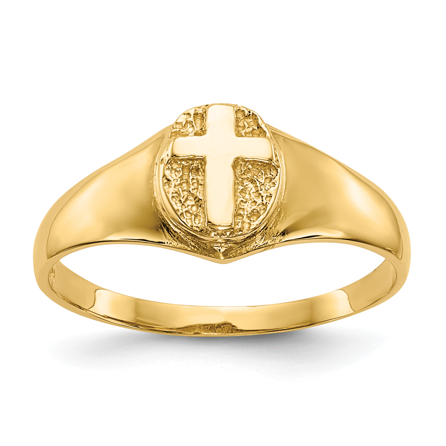 14k Childs Polished Cross Ring (R186)