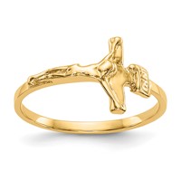 14K Yellow Gold Polished Crucifix Ring - Size 4.25 view 1