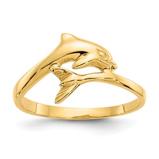 Gold Polished Dolphin Rings
