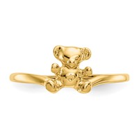 14K Yellow Gold Polished Teddy Bear Ring view 5