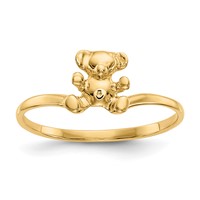 14K Yellow Gold Polished Teddy Bear Ring view 1