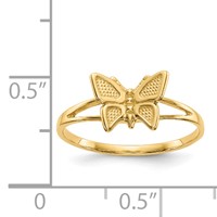 14K Yellow Gold Butterfly Ring - Size 5 view 3