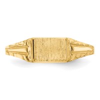 14K Yellow Gold Diamond-Cut 6.0x 4.5mm Closed Back Rectangular Signet Ring view 5