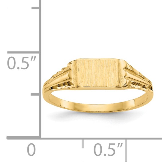 14k Diamond-Cut 6.0x4.5mm Closed Back Size 3.5 Childs Rectangular Signet Ring