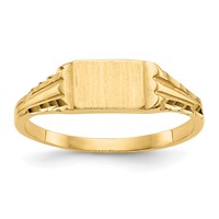 14K Yellow Gold Diamond-Cut 6.0x 4.5mm Closed Back Rectangular Signet Ring view 1