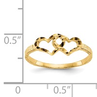 14K Yellow Gold Two Hearts Ring view 3