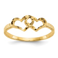 14K Yellow Gold Two Hearts Ring view 1
