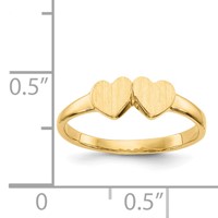 14K 9.0x5.0mm Closed Back Size 3 Double Heart Signet Ring view 3