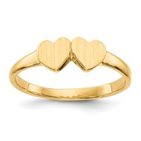 14K 9.0x5.0mm Closed Back Size 3 Double Heart Signet Ring view 1