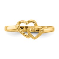 14K Yellow Gold Two Hearts Ring view 5