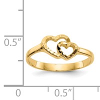 14K Yellow Gold Two Hearts Ring view 3
