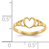 14K Yellow Gold Heart Ring - Size 4.5 view 3
