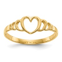 14K Yellow Gold Heart Ring - Size 4.5 view 1