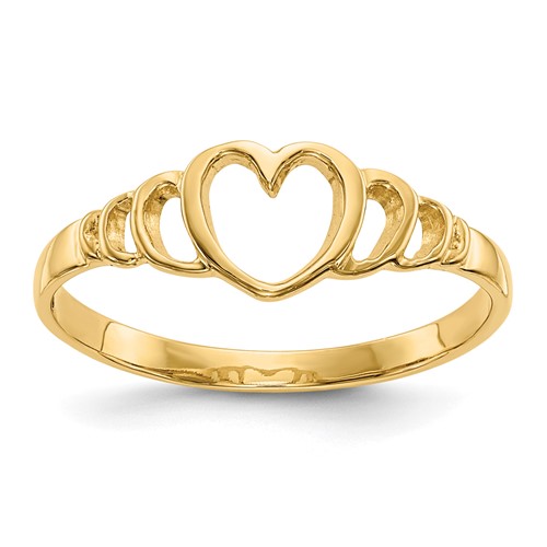 14K Yellow Gold Heart Ring, Size 4.5