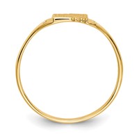 14K Yellow Gold Polished and Satin 5.5x 4.5mm Open Back Striped Rectangular Signet Ring view 2