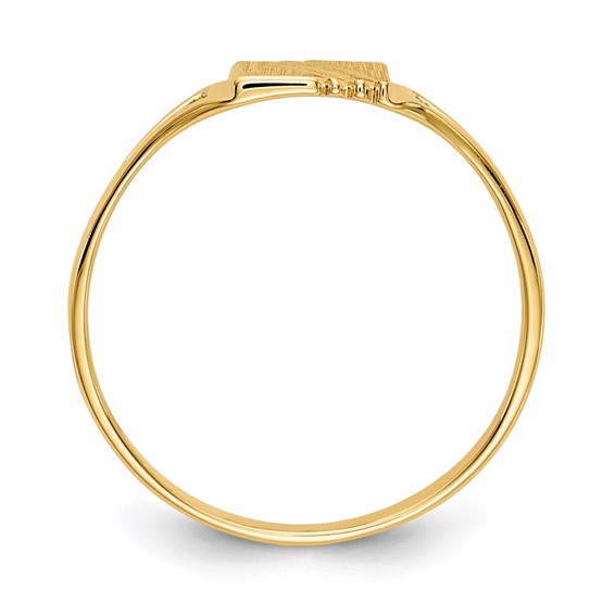 14k Polished and Satin 5.5x4.5mm Open Back Size 3 Childs Striped Rectangular Signet Ring