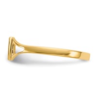14K Yellow Gold Polished and Satin 5.5x 4.5mm Open Back Striped Rectangular Signet Ring view 4