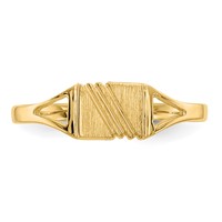 14K Yellow Gold Polished and Satin 5.5x 4.5mm Open Back Striped Rectangular Signet Ring view 5