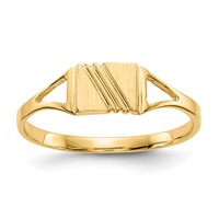 14K Yellow Gold Polished and Satin 5.5x 4.5mm Open Back Striped Rectangular Signet Ring view 1