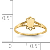 14K Yellow Gold 3.0x4.5mm Closed Back Fancy Oval Signet Ring - Size 3 view 3