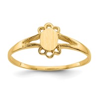 14K Yellow Gold 3.0x4.5mm Closed Back Fancy Oval Signet Ring - Size 3 view 1