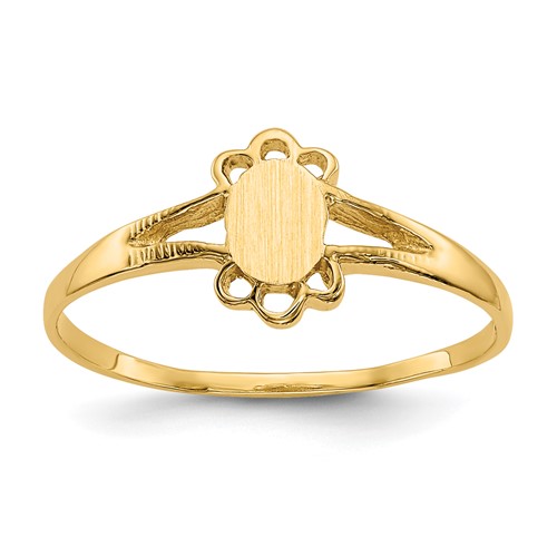 14K Yellow Gold 3.0x 4.5mm Closed Back Fancy Oval Signet Ring, Size 3