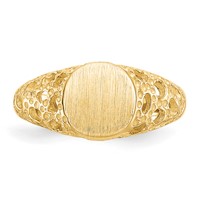 14K Yellow Gold 7.5x7.5mm Open Back Round Filigree Signet Ring - Size 4 view 5