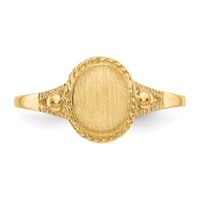 14K Yellow Gold 6.0x 7.5mm Closed Back Fancy Oval Signet Ring view 5