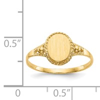 14K Yellow Gold 6.0x 7.5mm Closed Back Fancy Oval Signet Ring view 3