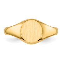 14K Yellow Gold 6.5x 7.5mm Closed Back Oval Signet Ring view 4