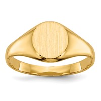 14K Yellow Gold 6.5x 7.5mm Closed Back Oval Signet Ring view 1