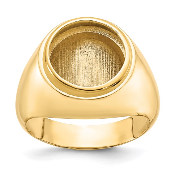 14ky Men's Polished Classic Solid Back Coin Bezel Ring                