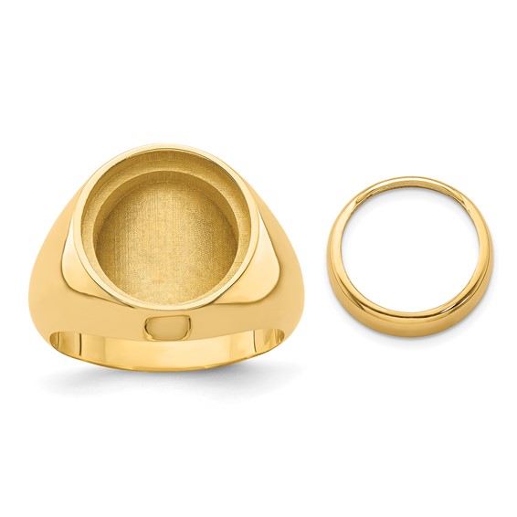 14ky Men's Polished Classic Solid Back Coin Bezel Ring                