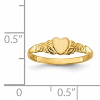 14K Yellow Gold 4.0x 4.25mm Closed Back Heart Signet Ring view 5
