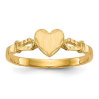 14K Yellow Gold 5.0x 5.0mm Open Back Heart Signet Ring view 1
