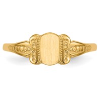 14K Yellow Gold 3.5x 5.25mm Closed Back Fancy Oval Signet Ring view 4