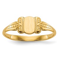 14K Yellow Gold 3.5x 5.25mm Closed Back Fancy Oval Signet Ring view 1